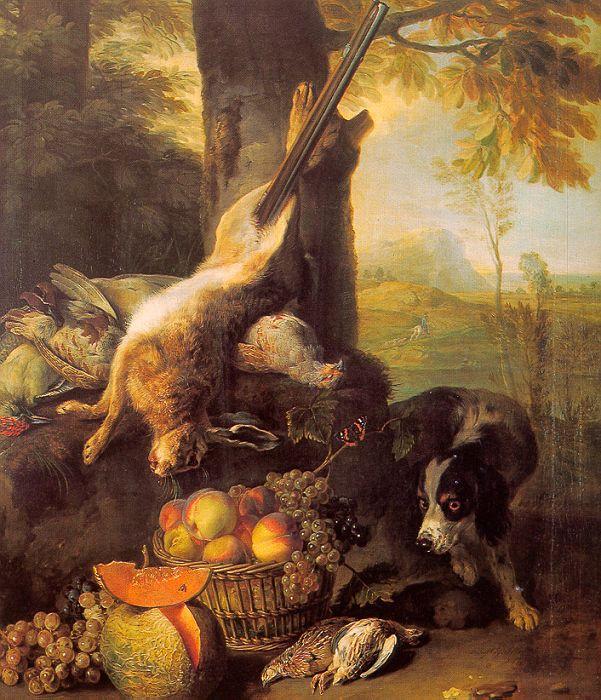 Francois Desportes Still Life with Dead Hare and Fruit